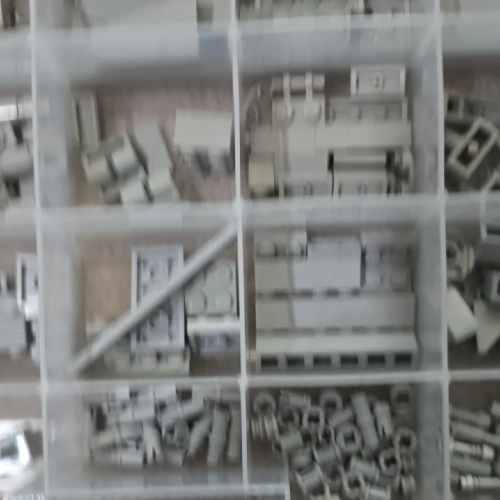LEGO Various Light Gray Pieces and Parts with Plastic Storage Organizer